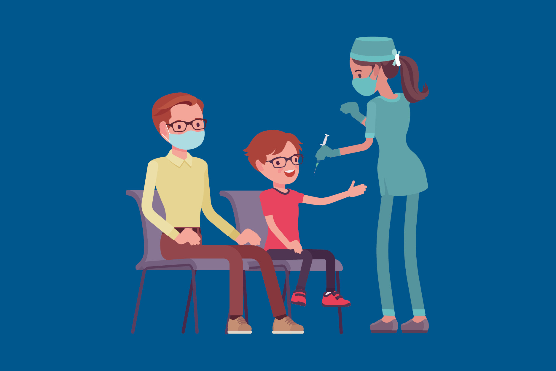 Illustrasjon av barn som får koronavaksinen