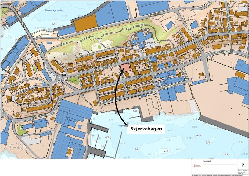 Illustrasjonskart av hvor Skjervahagen på Aspøya - Klikk for stort bilete
